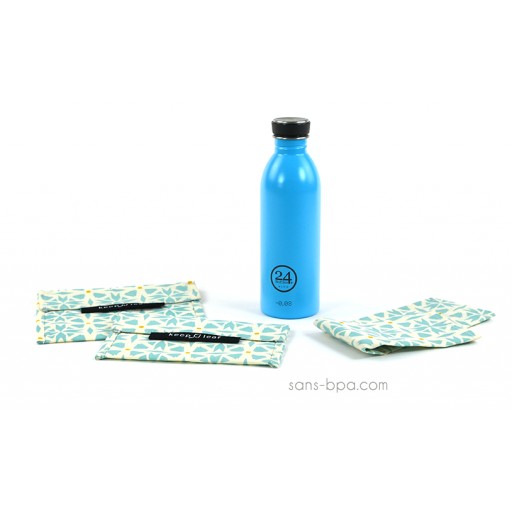 Pack Gourde inox 500 ml Azur 24 Bottle + Bundles Géo Pack Gourde inox 500 ml Azur 24 Bottle + Bundles Géo