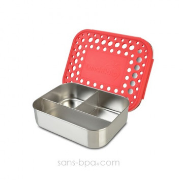 Boite 3 compartiments 100% inox TRIO ROUGE DOTS