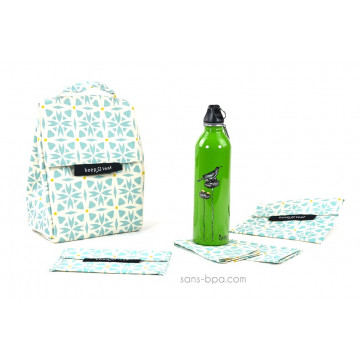 Pack Sac isotherme Lunchbag Géo + Gourde inox 600ml Bird + Bundle Géo