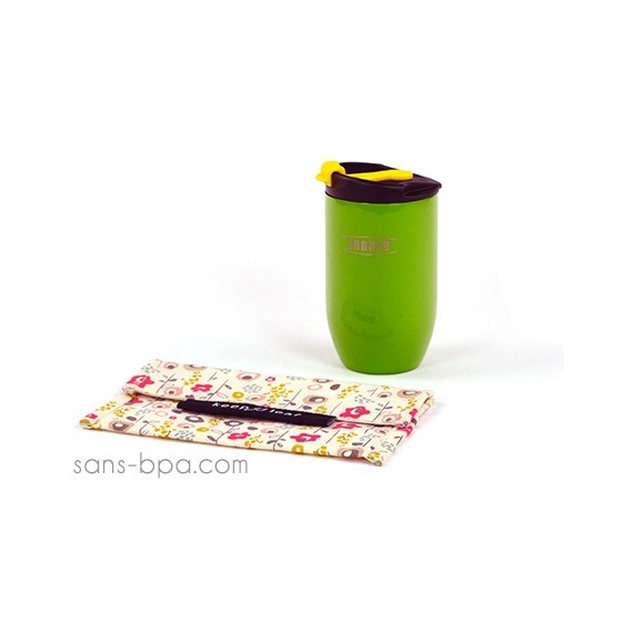 Pack Tasse isolée 240ml Doppio Vert brillant + Pochette mini Bloom