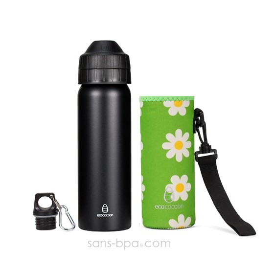 Pack gourde isotherme 600ml Messenger & sa housse Teal - Ecococoon