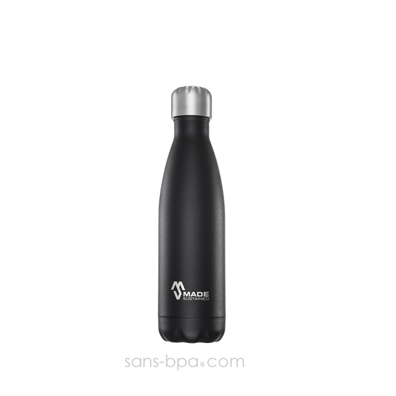 Bouteille isotherme 100% inox 500ml NOIRE - Made Sustained