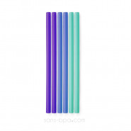 Lot 6 pailles silicones - Purple - Blue - Sea