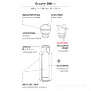 Gourde inox 500ml isotherme GROOVY - BAMBOU
