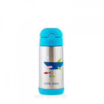 Gourde paille inox isotherme 350ml - Requin