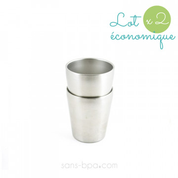Lot 2 P'tites timbales inox isolé 200ml
