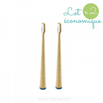 Lot 2 Brosses à dents bambou - CONICOLOR - Bleu canard - JOLI MONDE