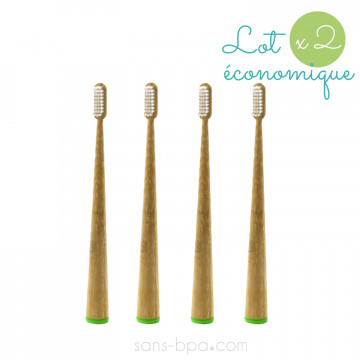 Lot 4 Brosses à dents bambou - CONICOLOR - Green - JOLI MONDE