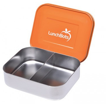 Boîte à goûter orange DUO 100 % inox de LUNCHBOTS