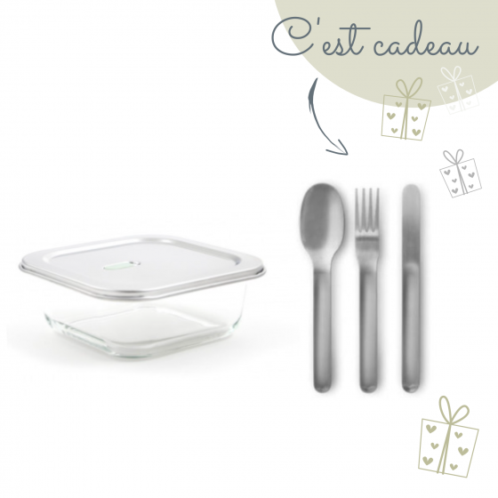 Lunchbox inox grande contenance black and blum et couverts inox nomade