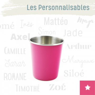 La P'tite timbale personnalisable inox 180ml - Color - Framboise - JOLI MONDE