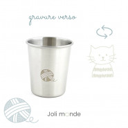 Timbale 180 ml inox gravé TWIST . Chat & Pelote - JOLI MONDE