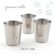 Lot 3 timbales 180 ml inox gravé TWIST . Les P'tits amis . Joli Monde