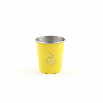 Timbale 180 ml inox color Jaune . Motif . JOLI MONDE