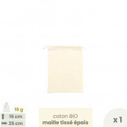 Sac à vrac . maille tissée . SMALL 15 x 25 cm - Farines & céréales . Poids 18 g - Joli Monde