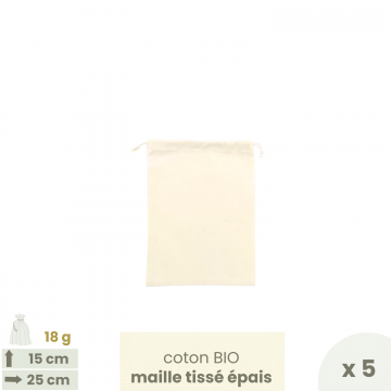 Lot 5 Sacs à vrac Farine & céréales . Small 15 x 25 cm . Joli Monde