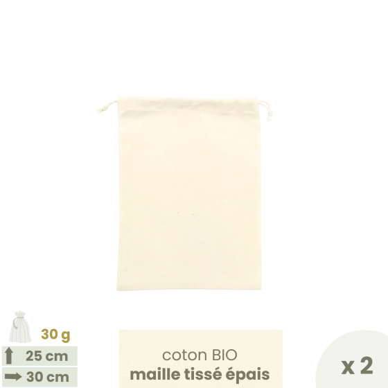 Lot 2 Sacs à vrac Farine & céréales . MEDIUM 25 x 30 cm - Farines & céréales . Poids 30 g - Joli Monde