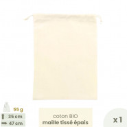 Sac à vrac . maille tissée . LARGE 35 x 47 cm - Farines & céréales . Poids 55 g - Joli Monde