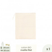 Sac à vrac . maille filet . MEDIUM 25 x 30 cm - Fruits & Légumes . Poids 35 g - Joli Monde