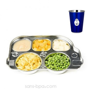 Plateau repas Din Din & son verre inox